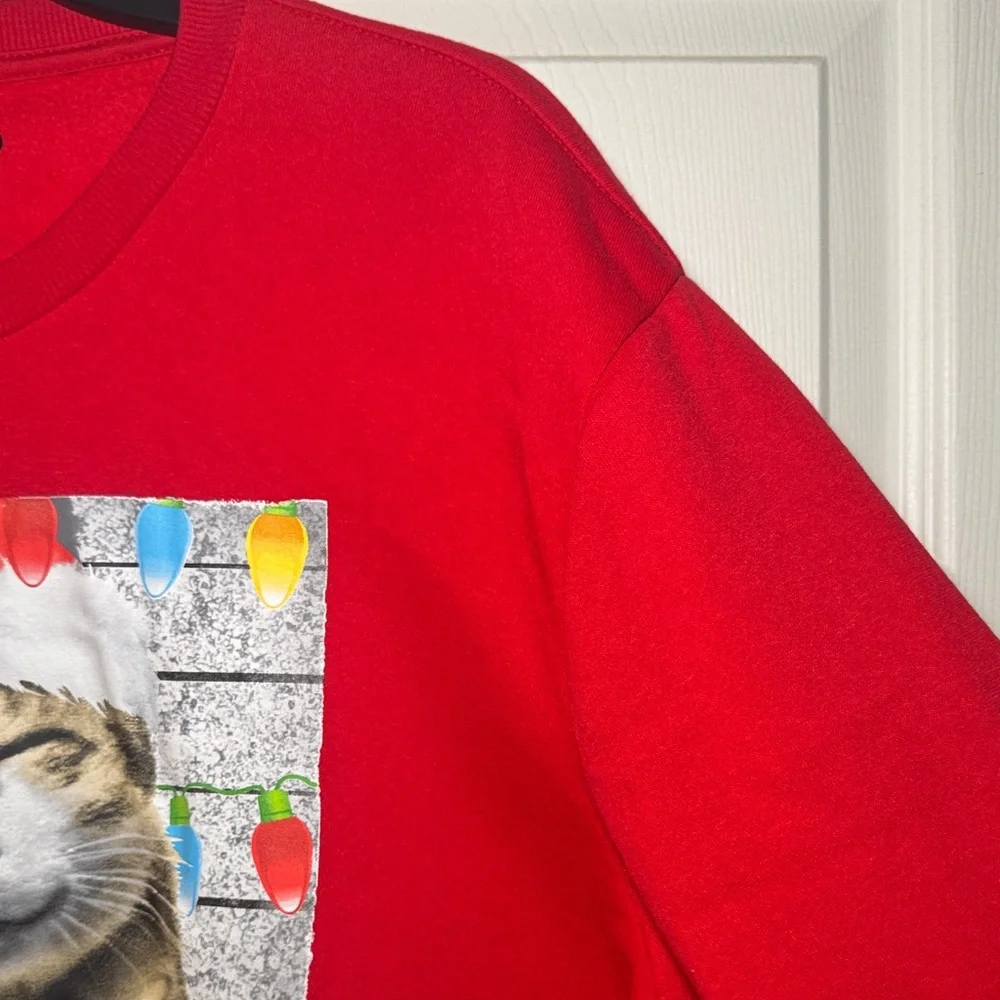 Hybrid Apparel Red Cat Christmas Sweatshirt